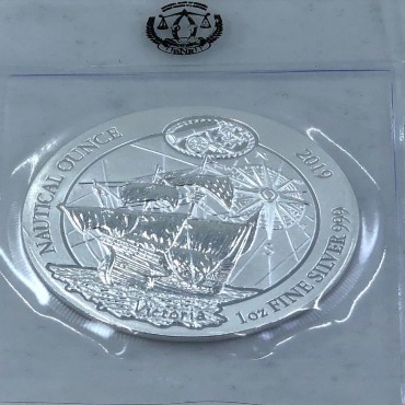 Серебряная монета 1oz Корабль Виктория 50 франков 2019 Руанда