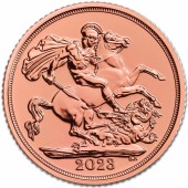 Золотая монета Соверен Карла III "Коронация Его Величества" 2023 Великобритания