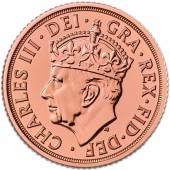 Золотая монета Соверен Карла III "Коронация Его Величества" 2023 Великобритания