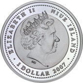 Серебряная монета Год Мыши (Крысы) 2008 1 доллар 2007 Ниуэ (цветная)