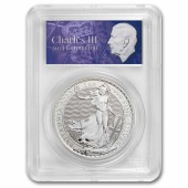 Серебряная монета 1oz Британия 2 английских фунта 2023 Великобритания (Король Карл III Коронация) (PCGS MS69, King Label)