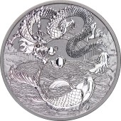 Серебряная монета 1oz Мифы И Легенды Австралии: Дракон и Кои 1 доллар 2023 Австралия