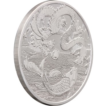 Серебряная монета 1oz Мифы И Легенды Австралии: Дракон и Кои 1 доллар 2023 Австралия