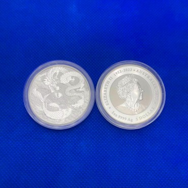 Серебряная монета 1oz Мифы И Легенды Австралии: Дракон и Кои 1 доллар 2023 Австралия