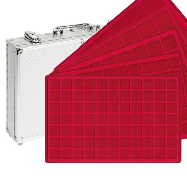 Нумизматический кейс ALU с 5 планшетами для 236 монет/монетных капсул разных диаметров