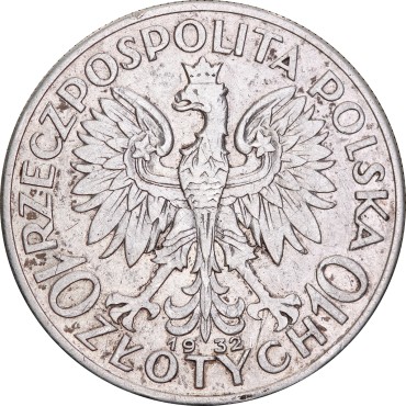 Серебряная монета Королева Ядвига 10 злотых 1932 Польша
