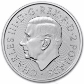 Серебряная монета 1oz Британия 2 английских фунта 2024 Великобритания (Король Карл III)