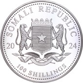 Срібна монета 1oz Слон 100 шилінгів 2024 Сомалі