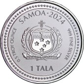 Серебряная монета 1/2oz Год Дракона 1 тала 2024 Самоа