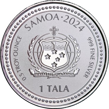 Серебряная монета 1/2oz Год Дракона 1 тала 2024 Самоа