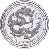 Срібна монета 2oz Рік Дракона 5 тала 2024 Самоа