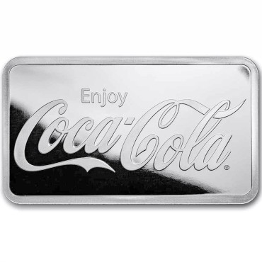 Серебряный раунд 1oz Coca-Cola США (прямоугольный)