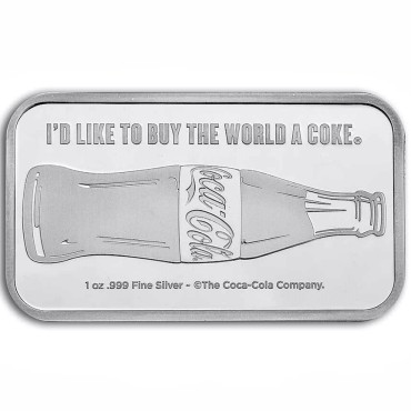 Серебряный раунд 1oz Coca-Cola США (прямоугольный)