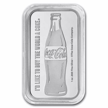 Серебряный раунд 1oz Coca-Cola США (прямоугольный)