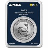 Серебряная монета 1oz Крюгерранд 1 ранд 2023 Южная Африка (MD Premier + PCGS FirstStrike®)
