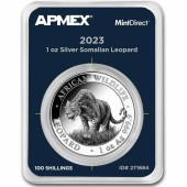 Серебряная монета 1oz Леопард 100 шиллингов 2023 Сомали (MintDirect® Single)