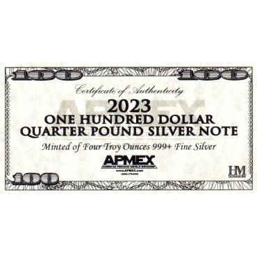 Серебряная банкнота 4oz "100 долларов" 2023 США