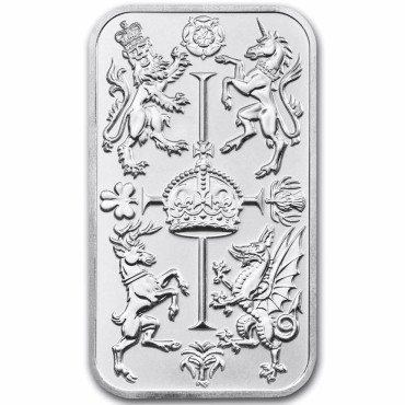 Серебряный раунд 1oz Коронация Короля Карла III 2023 Великобритания (прямоугольный)