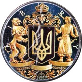 Серебряная монета 1oz Американский Орел "Герб Украины" 1 доллар 2023 США