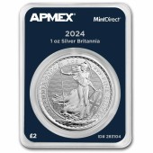 Срібна монета 1oz Британія 2 англійських фунта 2024 Великобританія (Король Карл III) (MintDirect® Single)