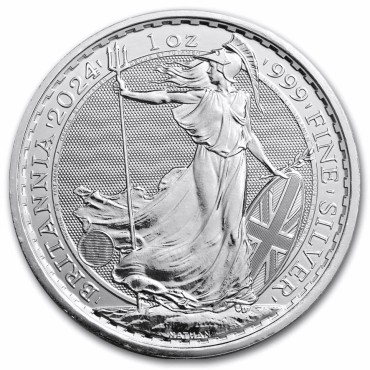 Серебряная монета 1oz Британия 2 английских фунта 2024 Великобритания (Король Карл III) (MintDirect® Single)