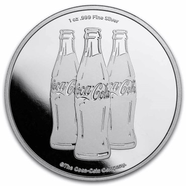 Серебряный раунд 1oz Coca-Cola США (цветной) (MintDirect®)