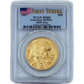 Золота монета 1oz Американський Бізон (Баффало) 50 доларів 2007 США (PCGS MS69, First Strike)