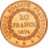 Золотая монета 20 франков 1874 Франция