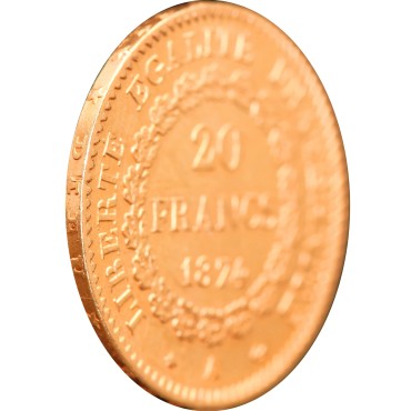 Золотая монета 20 франков 1874 Франция