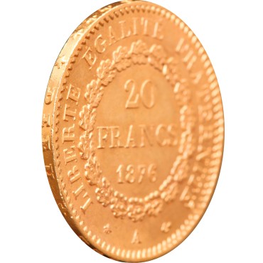 Золотая монета 20 франков 1876 Франция