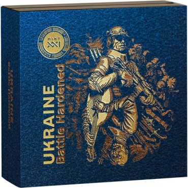 Срібна монета 2oz Україна. Загартована У Боях 10 седи 2024 Гана (кольорова, antique)