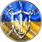 Серебряная монета 1oz Американский Орел "Герб Украины" 1 доллар 2022 США