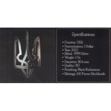 Серебряная монета 1oz Американский Орел "Герб Украины" 1 доллар 2022 США