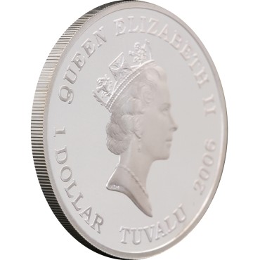 Серебряная монета 1oz Автомобиль "1955 Mercedes-Benz 300SL Gullwing" 1 доллар 2006 Тувалу (цветная)