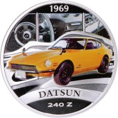Серебряная монета 1oz Автомобиль "1969 Datsun 240 Z" 1 доллар 2006 Тувалу (цветная)