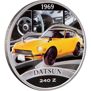 Срібна монета 1oz Автомобіль "1969 Datsun 240 Z" 1 долар 2006 Тувалу (кольорова)