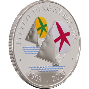 Серебряная монета Гонки На Шлюпках 5 долларов 2003 Бермудские Острова (цветная)
