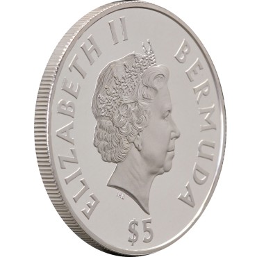 Серебряная монета Гонки На Шлюпках 5 долларов 2003 Бермудские Острова (цветная)