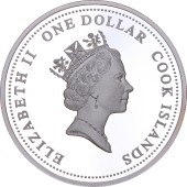 Серебряная монета 1oz Папа Иоанн Павел II 1 доллар 2005 Острова Кука (цветная)