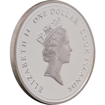 Срібна монета 1oz Папа Іван Павло II 1 долар 2005 Острови Кука (кольорова)