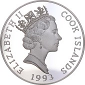 Серебряная монета 1oz XXVI летние Олимпийские Игры Атланта 1996 "Прыжки С Шестом" 20 долларов 1993 Острова Кука