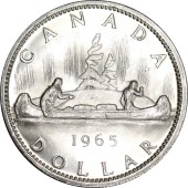 Серебряная монета 1 доллар 1965 Канада