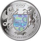 Серебряная монета 1oz Свобода Украины 1000 Сатоши 2024 Соединенные Крипто Штаты