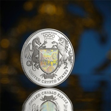 Серебряная монета 1oz Свобода Украины 1000 Сатоши 2024 Соединенные Крипто Штаты