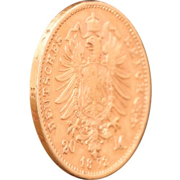 Золотая монета Людвиг II 20 марок 1872 Бавария Германская Империя