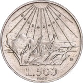 Серебряная монета 700 лет со Дня Рождения Данте Алигьери 500 лир 1965 Италия