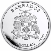 Серебряная монета 1oz Карибский Осьминог 1 доллар 2023 Барбадос