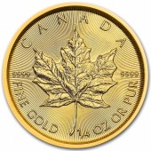 Золотая монета 1/4oz Кленовый Лист 10 долларов 2022 Канада