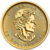 Золотая монета 1/4oz Кленовый Лист 10 долларов 2022 Канада