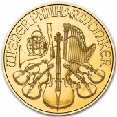 Золотая монета 1/4oz Венская Филармония 25 Евро 2023 Австрия